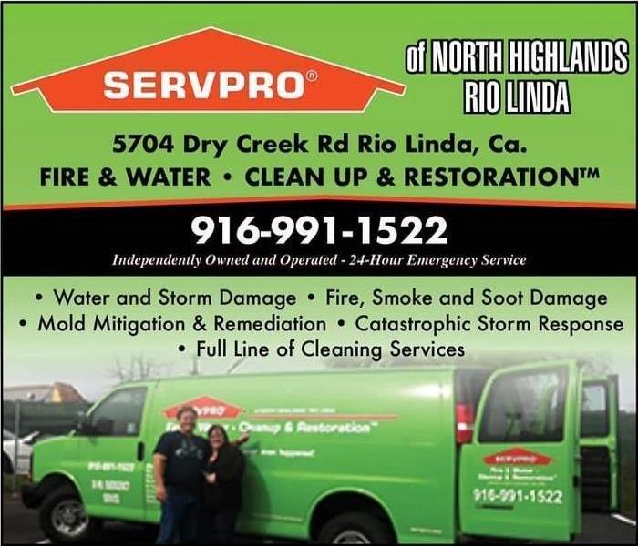 Advertising image with flyer information and image of owners standing in front of one of our vans. 