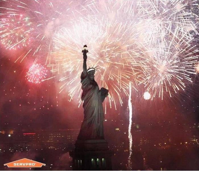 Image of Stature of liberty with fireworks. Happy 4th of July!